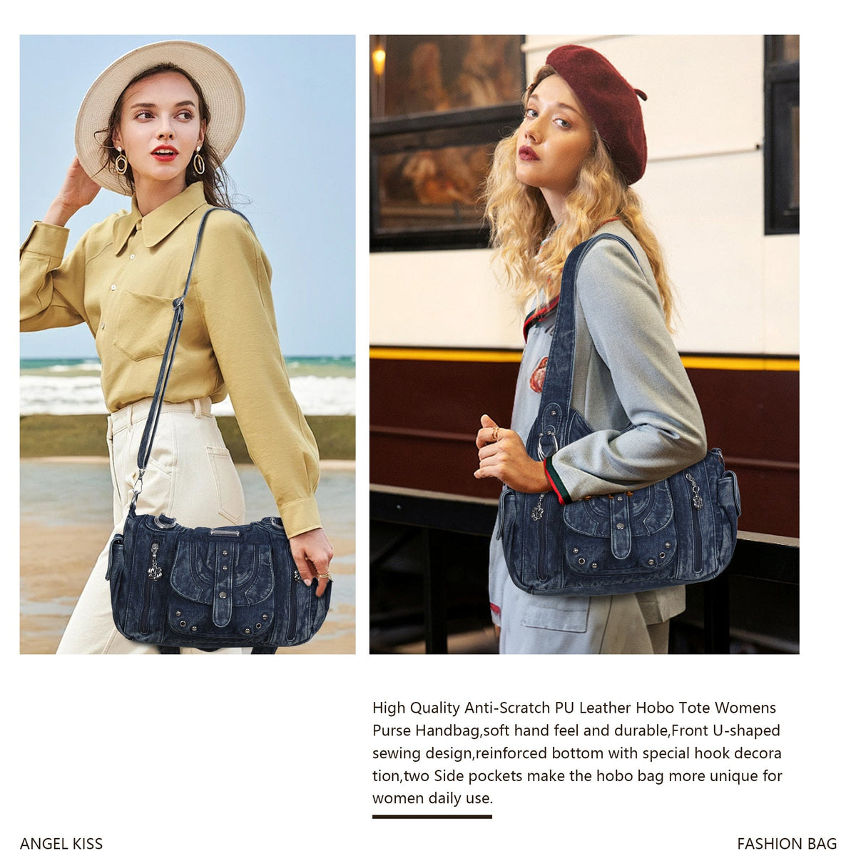 Classic Denim Purses  with Metal Hardware